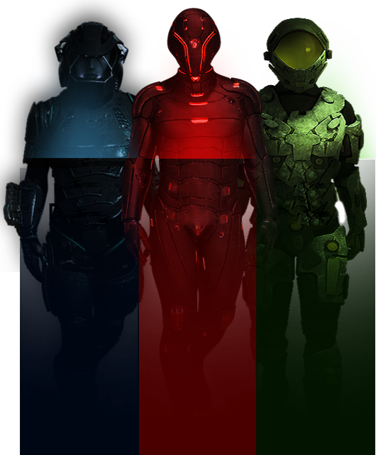 Three faction characters